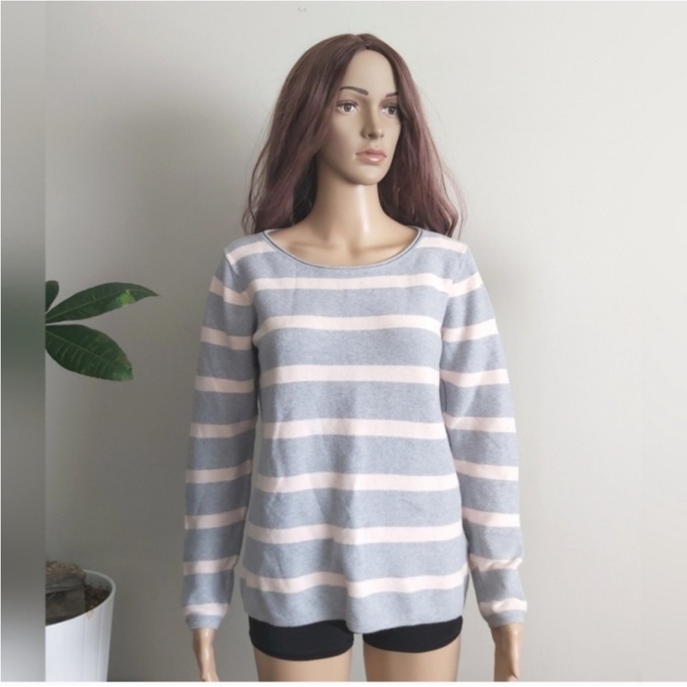 Minimum sweater top Denmark Adira blouse pink gray stripes scoop neck